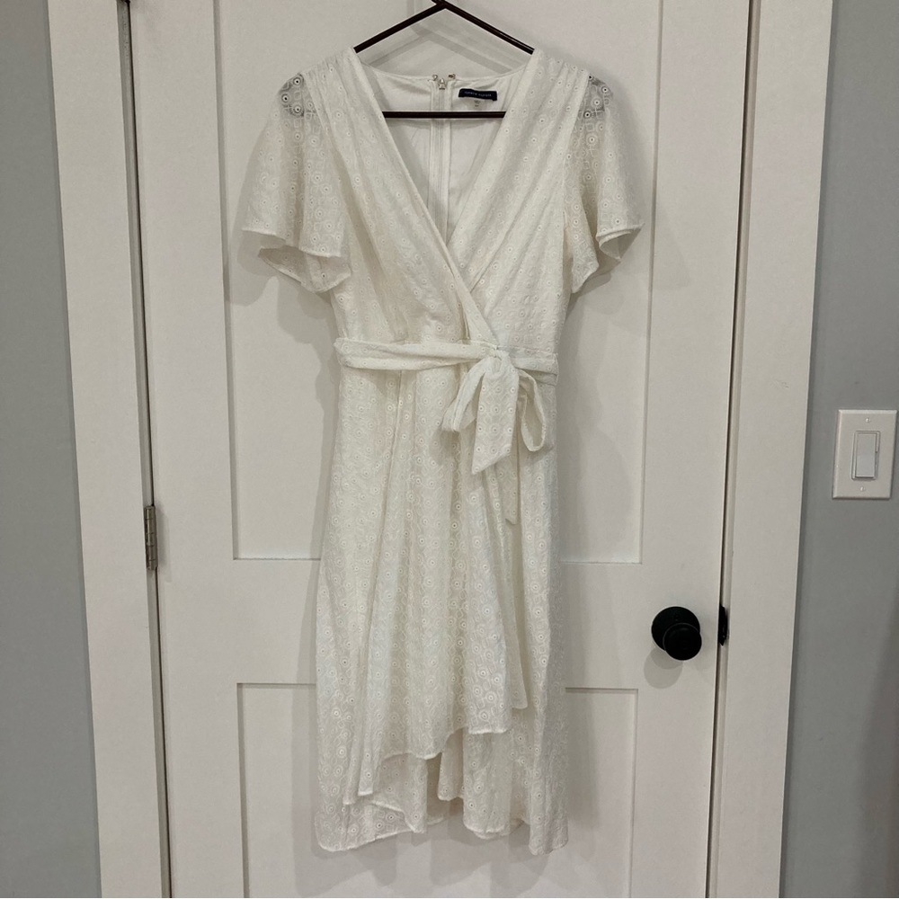 Tommy Hilfiger White Faux Wrap Dress Size 10P